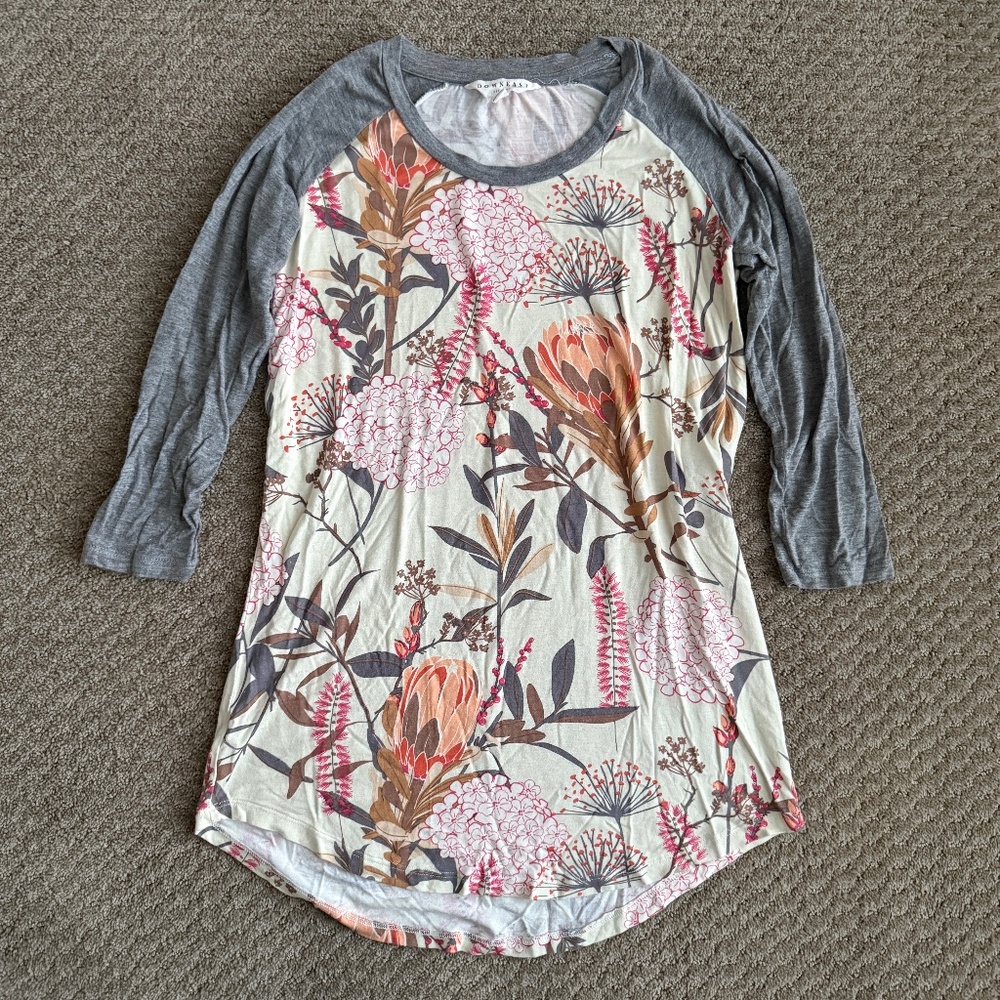Downeast 3/4-Sleeve Floral Tunic, Size XS